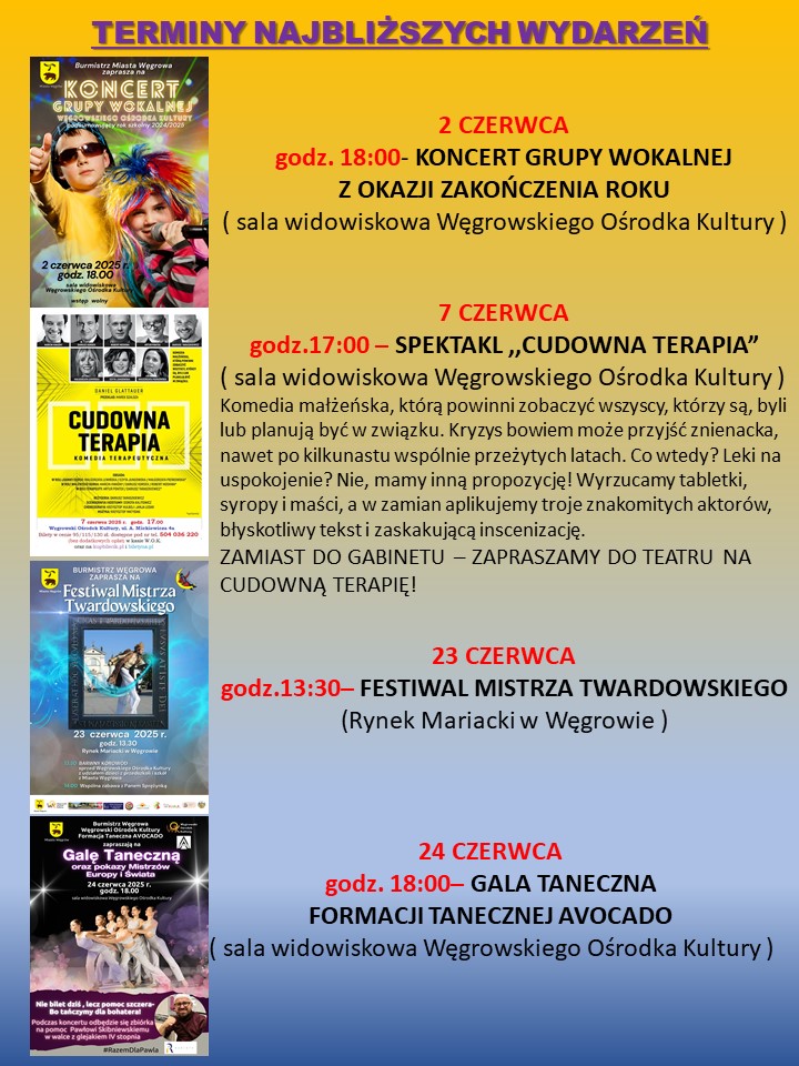 Terminy najbliższych wydarzeń